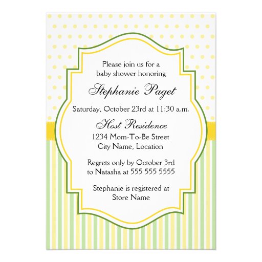 Yellow and Green Giraffe Baby Shower Invitation