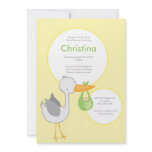 Yellow and Green Stork Baby Shower Invitation