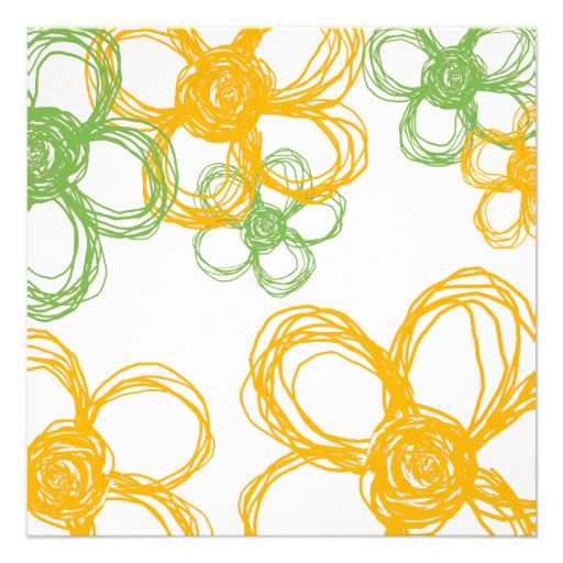 Yellow and Green Wild Flowers Wedding Invitation