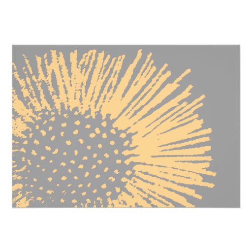 Yellow and Grey Abstract Floral Wedding Invitation