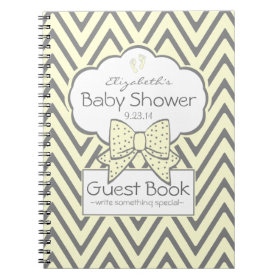 Yellow and Grey Chevron- Baby Shower Guest Book- Note Books