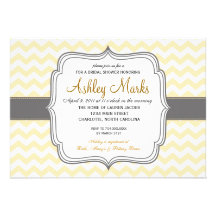 Yellow and grey Chevron Invitation