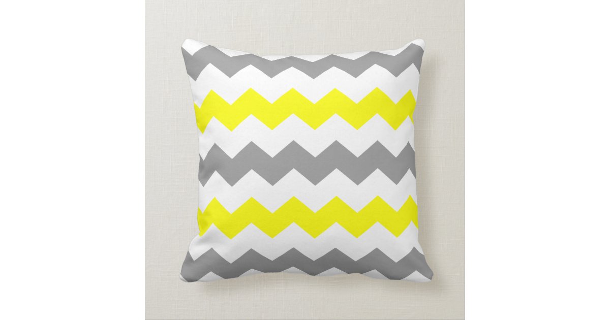 Yellow and Grey Chevron Throw Pillow Zazzle