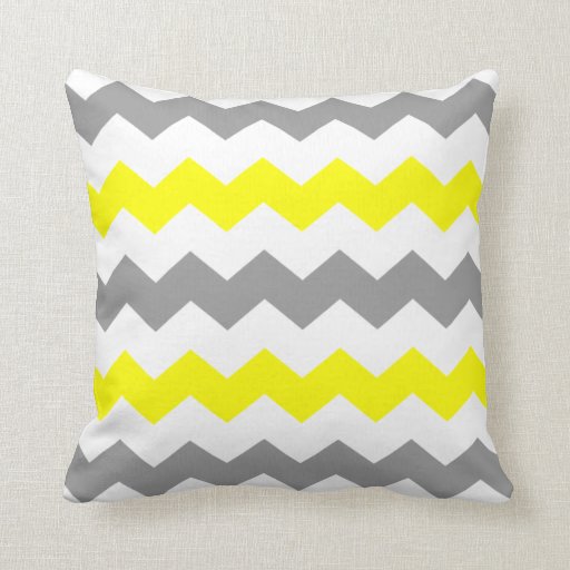 Yellow and Grey Chevron Throw Pillow Zazzle