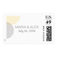 Yellow and Grey Circle wedding postage stamp