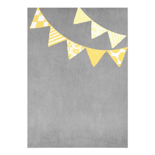 Yellow and Grey Fun Flags Wedding Invitations