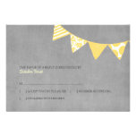 Yellow and Grey Fun Flags Wedding rsvp Personalized Announcements