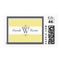 Yellow and Grey Monogram Postage