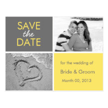 Yellow and Grey Save the Date Photo Postcards