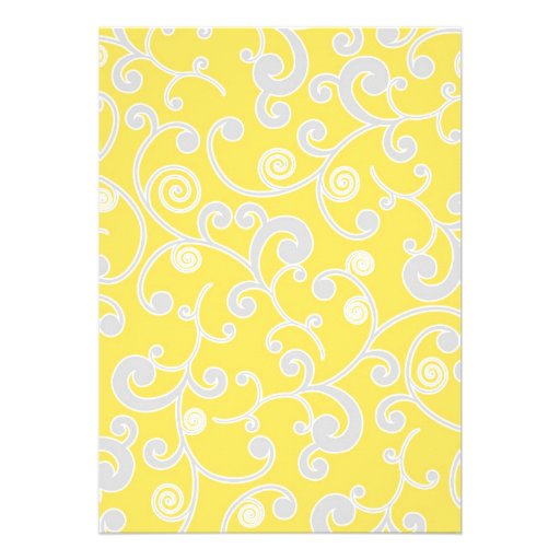 Yellow and Grey Scroll Bridal Shower Personalized Announcement
