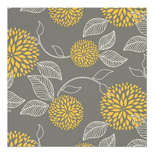Yellow and Grey Vintage Floral Wedding invite