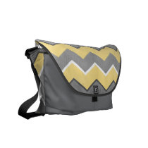 Yellow and Grey Zig Zag Pattern Messenger Bag