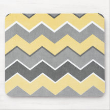 Yellow and Grey Zig Zag Pattern Mouse Pad