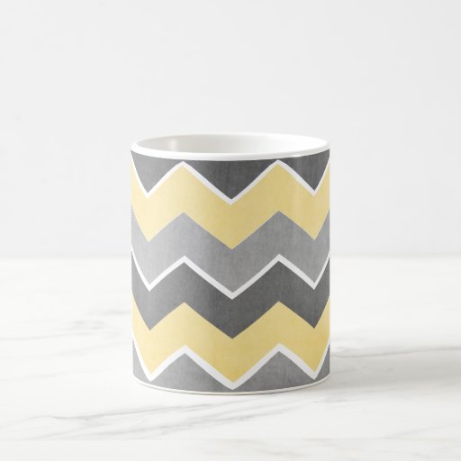 Yellow and Grey Zig Zag Pattern Mug