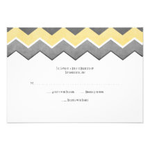 Yellow and Grey Zig Zag Wedding RSVP Announcements