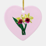 Yellow and Magenta Orchids Christmas Tree Ornaments