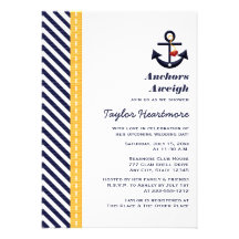 Yellow and Navy Nautical Bridal Shower Invitations