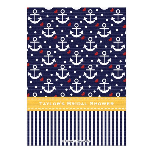 Yellow and Navy Nautical Bridal Shower Invitations