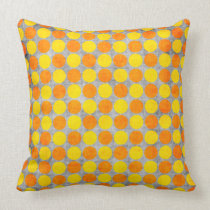 Yellow and Orange Distressed Polka Dotted Pillow pillows