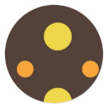 Yellow and Orange Dots on Brown Background Round Sticker