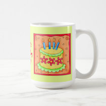 Yellow  and Orange Happy Birthday Cake Mug mugs
