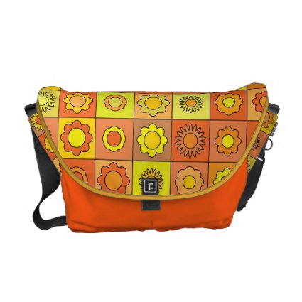 Yellow and Orange Hippie Flower Pattern Courier Bags