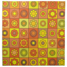 Yellow and Orange Hippie Flower Pattern Napkin