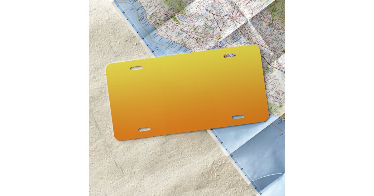 “Yellow And Orange Ombre” License Plate Zazzle