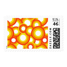 Yellow and orange psychedelic circles stamp