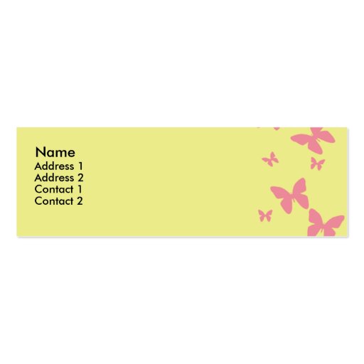 Yellow and Pink Butterflies Profile Card Business Card Template (front side)