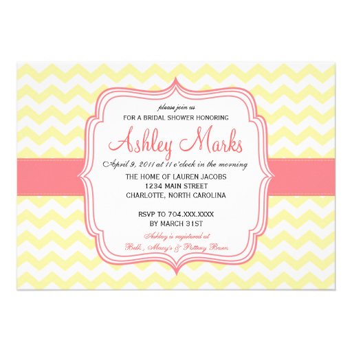 Yellow and Pink Chevron Invitation