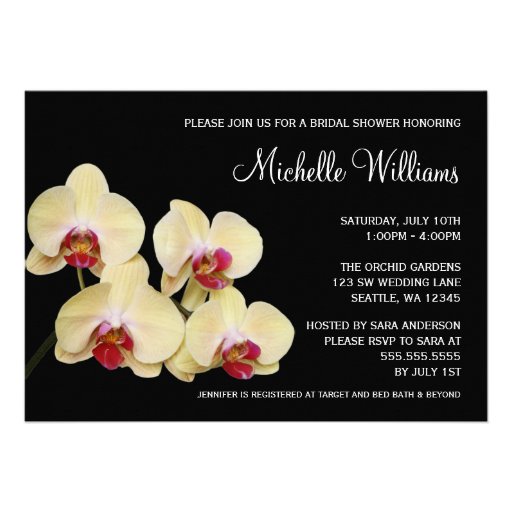 Yellow and Pink Orchid Bridal Shower Personalized Announcement