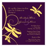Yellow and Purple Dragonfly Wedding Invitation