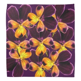 Yellow and Purple Flowers Floral Abstract Bandana