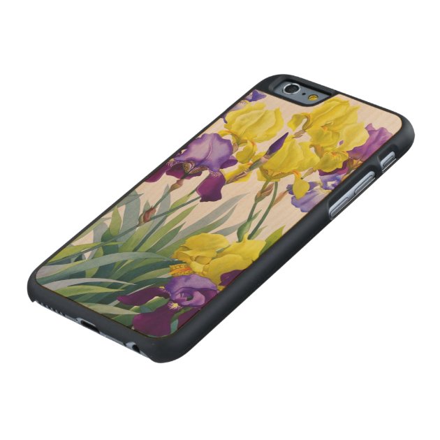 Yellow and Purple Irises Carved® Maple iPhone 6 Slim Case-5