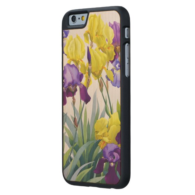 Yellow and Purple Irises Carved® Maple iPhone 6 Slim Case-1