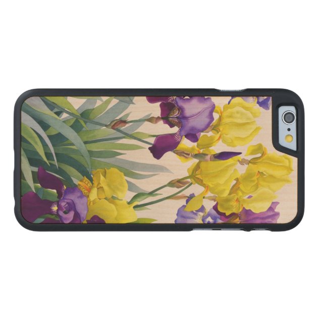 Yellow and Purple Irises Carved® Maple iPhone 6 Slim Case-3