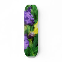 Yellow and Purple Irises Skateboard