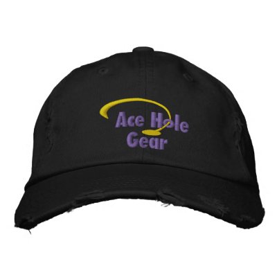 Yellow and Purple Logo Hat Embroidered Hats by cdcootie