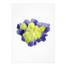 Yellow and Purple Pansy Heart Personalized Announcement