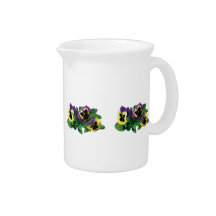 Yellow and Purple Pansy Trio Beverage Pitcher