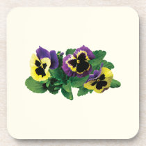 Yellow and Purple Pansy Trio cork coasters