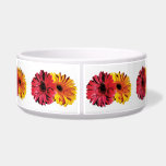 Yellow And Red Gerbera Daisies Dog Food Bowls