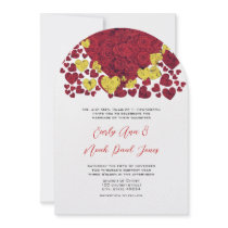 Yellow and Red Heart Roses Wedding Invitation