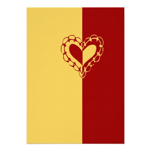 Yellow and Red Heart Wedding Invitation