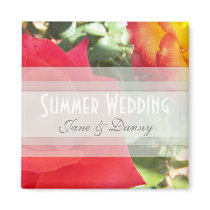 Yellow and Red Rose Summer Wedding Magnet