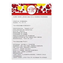 Yellow and Red Roses Wedding Program invitations