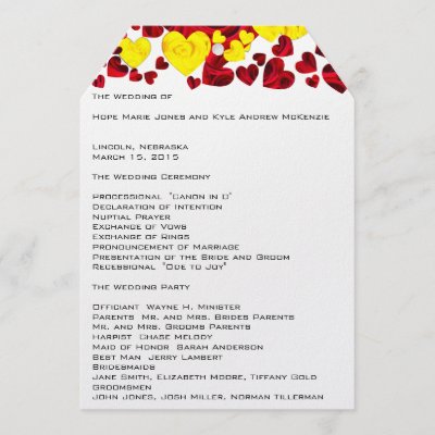 Yellow and Red Roses Wedding Program Personalized Invitations by samack