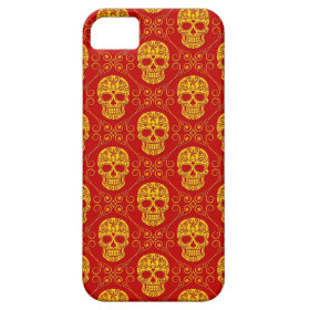 Yellow and Red Sugar Skull Pattern iPhone 5 Covers