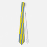Yellow and Sky Blue Vertical-Striped Tie